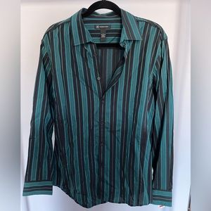 Express Green/Black Stripe Dress Shirt